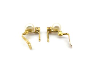 pendientes oro 18k con piedra con circonita,perla