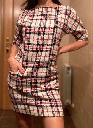 Vestido Zara cuadros lana XS