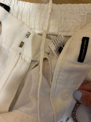 Pantalón Massimo Dutti Lino Blanco