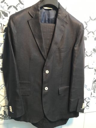 Traje Massimo Dutti Lino Azul Marino