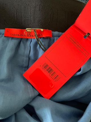 Falda Carolina Herrera Azul Encaje Plisada