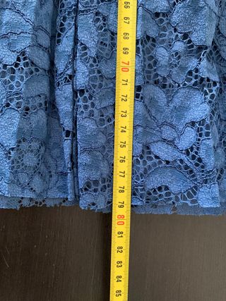 Falda Carolina Herrera Azul Encaje Plisada