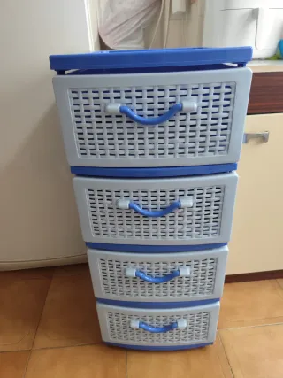 Mueble Cajonera Plástico Azul.