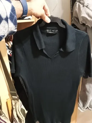 Camiseta de punto Zara negra Talla M
