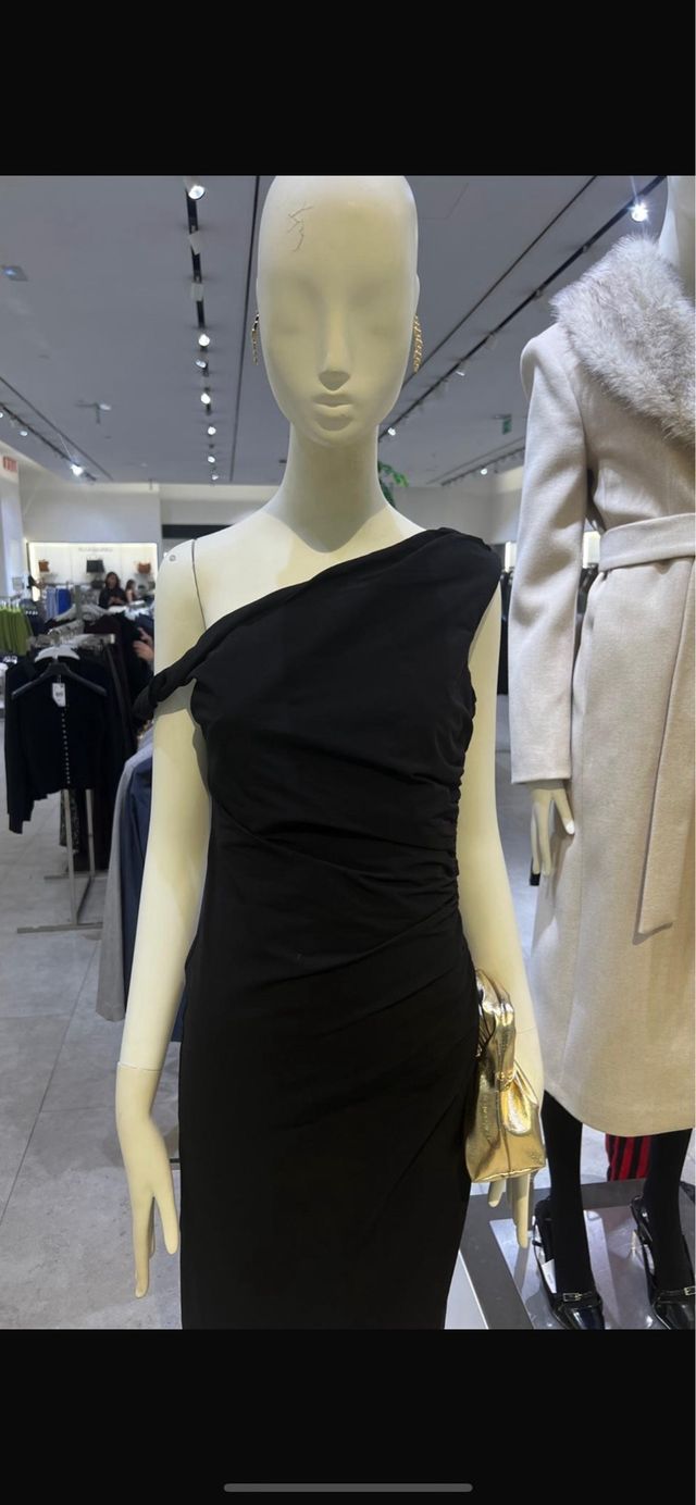 Vestido Mango Negro Asimétrico