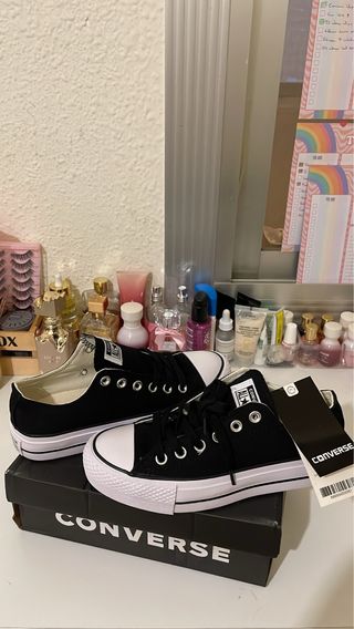 Converse plataforma negras talla 38