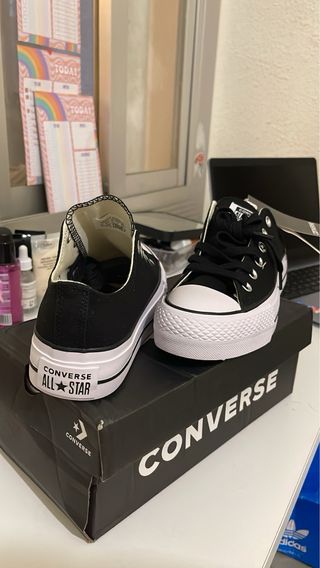 Converse plataforma negras talla 38