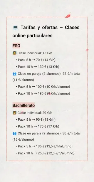 Clases particulares online - ESO y Bachillerato
