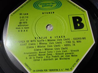 Vinilo Viatge a Itaca Lluis Llach