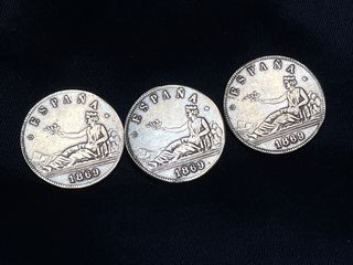 Lote 3 Reproducciones Moneda 1 Peseta 1869