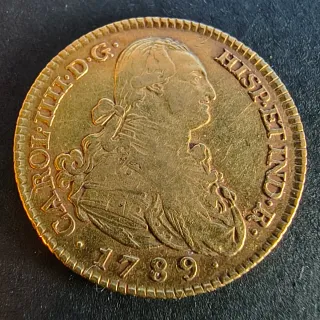 Moneda Oro 2 Escudos Carlos IV 1789