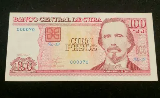 Billete 100 Pesos Cubanos 2017 Baja Numeración
