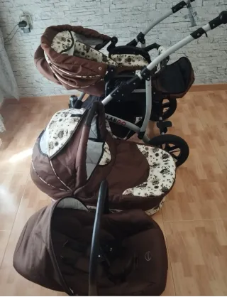 Carro de bebé 3 piezas marrón dé marca largo