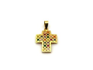 crucifijo oro 18k con piedra con circonita