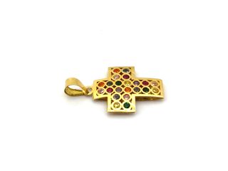 crucifijo oro 18k con piedra con circonita