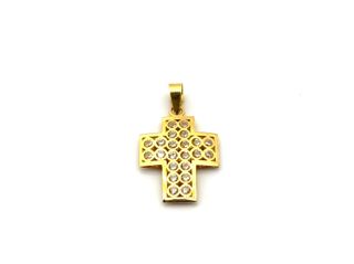 crucifijo oro 18k con piedra con circonita