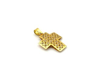 crucifijo oro 18k con piedra con circonita