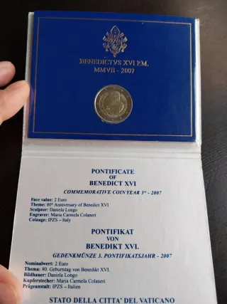 Moneda 2 euros Vaticano 2007 Benedicto XVI