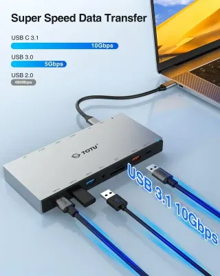 Docking Station TOTU 15 Puertos USB-C HDMI DP