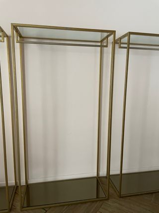 Stender espositore metallo dorato e vetro