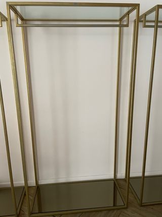 Stender espositore metallo dorato e vetro