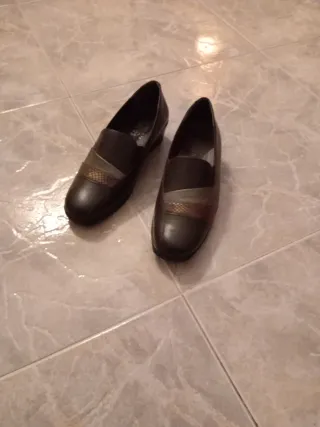 Zapatos marrones y dorados