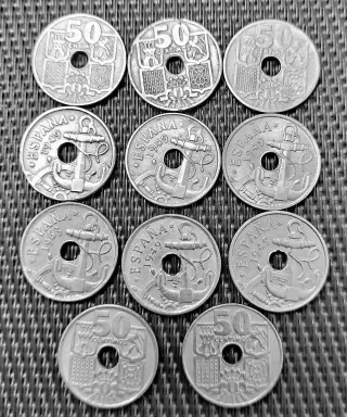 Lote 10 Monedas 50 Céntimos España