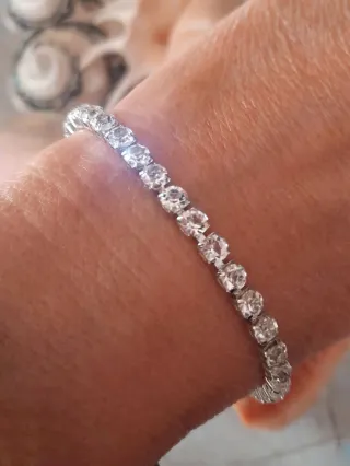 Braccialetto Tennis Argento e Bianco Nuovo