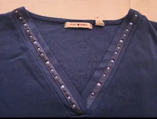 Camiseta Punto Roma Azul Manga Larga Mujer
