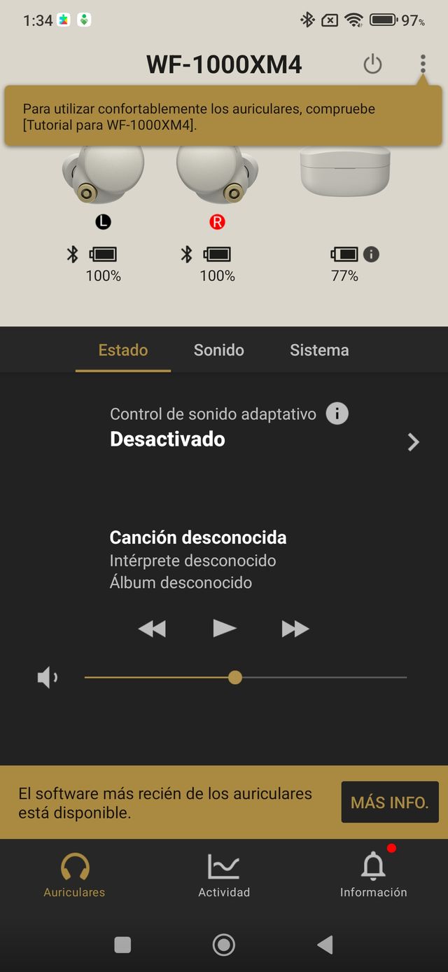 Sony WF-1000XM4 Auriculares Inalámbricos