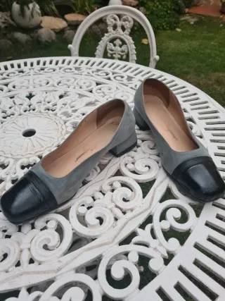 Zapatos de salón piel tacón bloque
