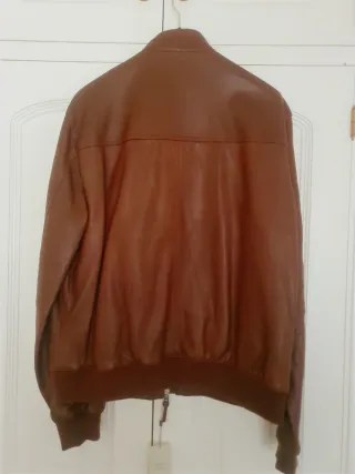 Chaqueta de Piel Mango Marrón Talla L