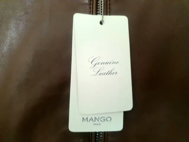 Chaqueta de Piel 100% Mango Marrón Talla L