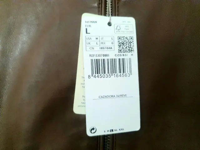 Chaqueta de Piel 100% Mango Marrón Talla L