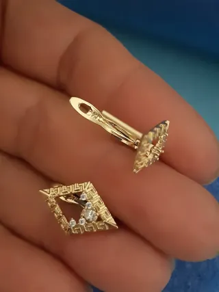 Pendientes baño oro geométricos 1,5 cm