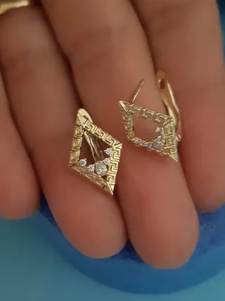 Pendientes baño oro geométricos 1,5 cm