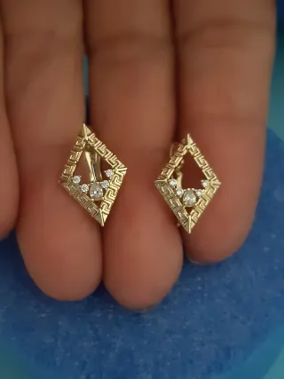 Pendientes baño oro geométricos 1,5 cm