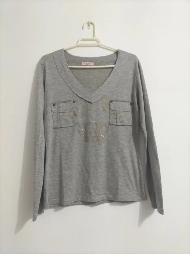 Jersey gris manga larga ,gris verde o negro 