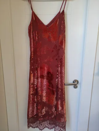 Vestido midi Tintoretto seda con encaje