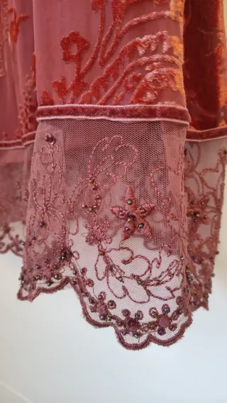 Vestido midi Tintoretto seda con encaje