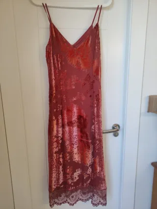 Vestido midi Tintoretto seda con encaje