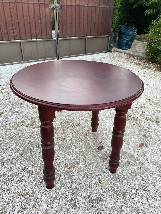 Mesa redonda madera + cristal