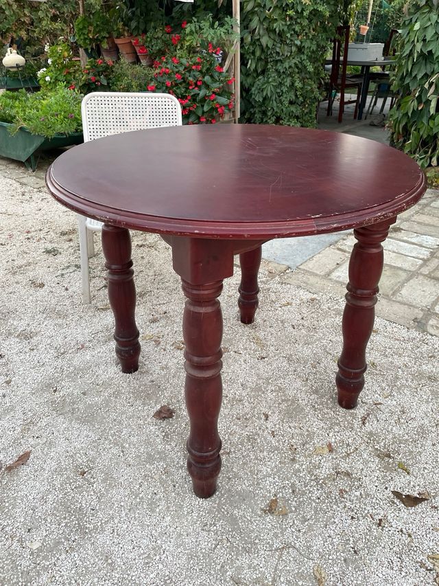 Mesa redonda madera + cristal