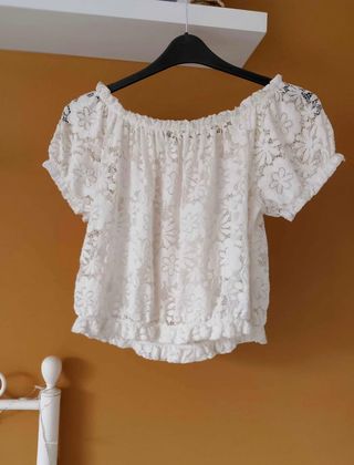 Top encaje blanco talla única