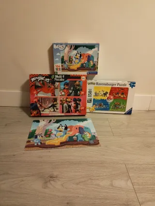Lote 3 Puzzles: Pokémon, Bluey, Lady Bug