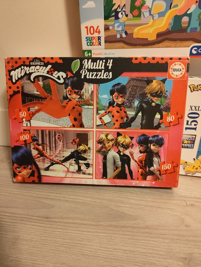 Lote 3 Puzzles: Pokémon, Bluey, Lady Bug