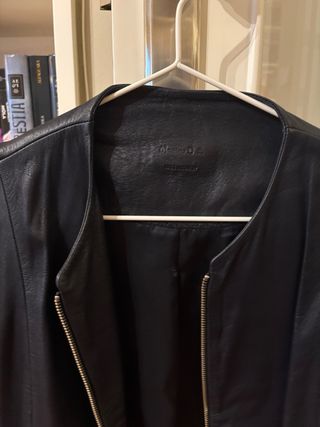 Chaqueta Cuero Mujer Massimo Dutti Negra
