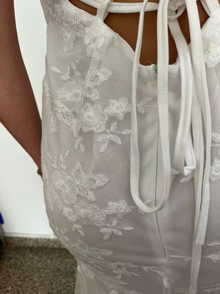 Vestido blanco encaje mujer