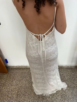 Vestido blanco encaje mujer