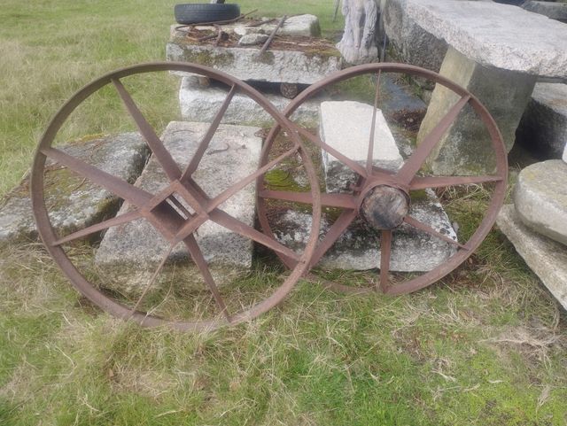 Par Ruedas Hierro Carro Antiguo Radios Planos 81cm